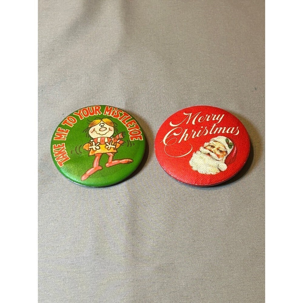 Vintage Hallmark Christmas Buttons / Pins 1980